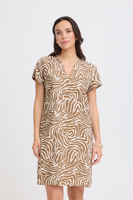 B. Young BYFalakka VNeck Dress Woodsmoke Zebra