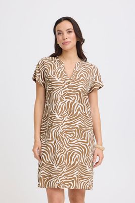 B. Young BYFalakka VNeck Dress Woodsmoke Zebra