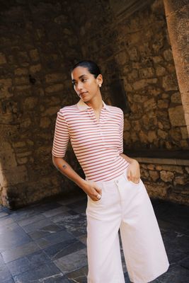 B. Young BYSanana Polo Marshmallow Marsala Stripe B. Young BYSanana Polo Marshmallow Marsala Stripe