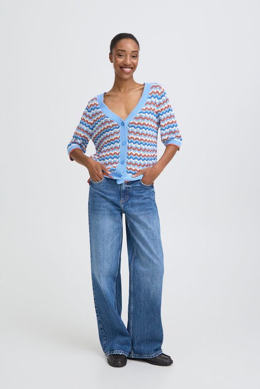 B. Young BYNero Pointelle Cardigan Marsala Stripe