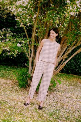 B. Young BYFalakka Crop Pant Woodsmoke Check