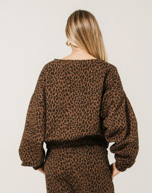 Brunette the Label Hi-V Oversized Sweater Leopard