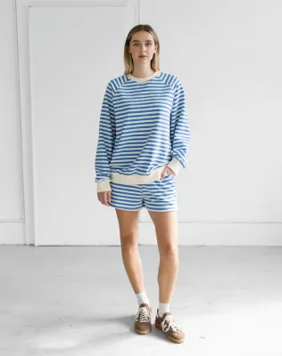 Brunette the Label Striped Crew Blue/Cream