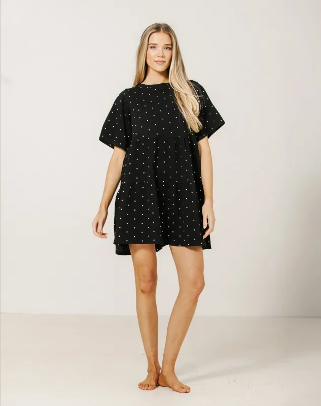 Brunette the Label Tiered Dress Polka Dot