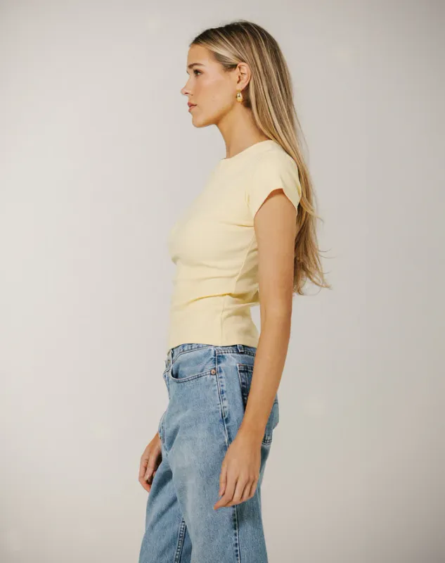 Brunette the Label Ribbed Cap Sleeve Tee Limoncell
