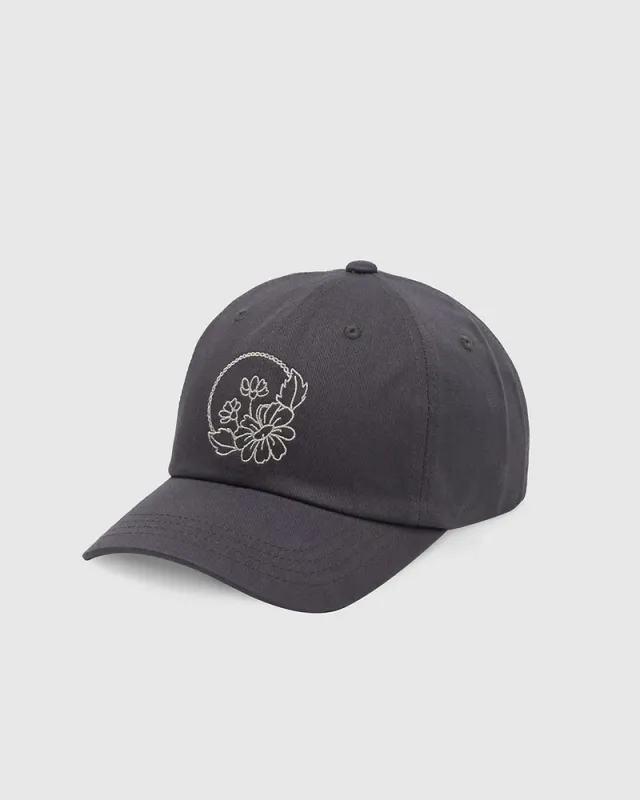 Ten Tree Daisy Embroidered Peak Hat Graphite/White Oak