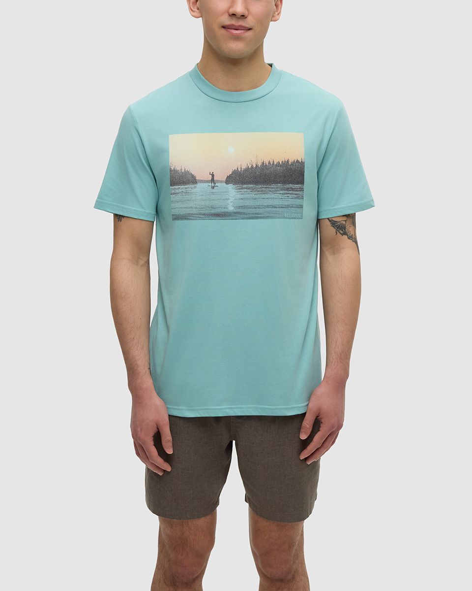 Ten Tree M Serene Lake TShirt Turquoise Sky/Sunset