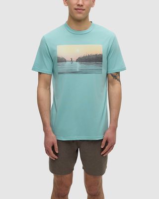 Ten Tree M Serene Lake TShirt Turquoise Sky/Sunset
