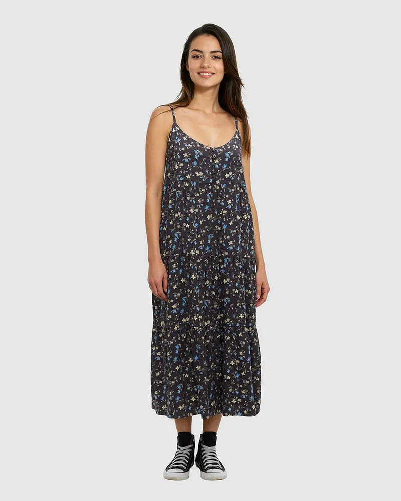 Ten Tree W EcoWoven Crepe Hopewell Dress Graphite