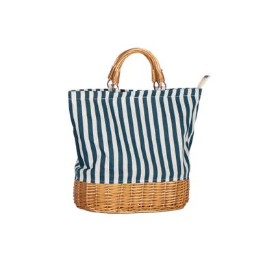 Bacon Basketware Oval Willow Base Insulated Blue/White Striped