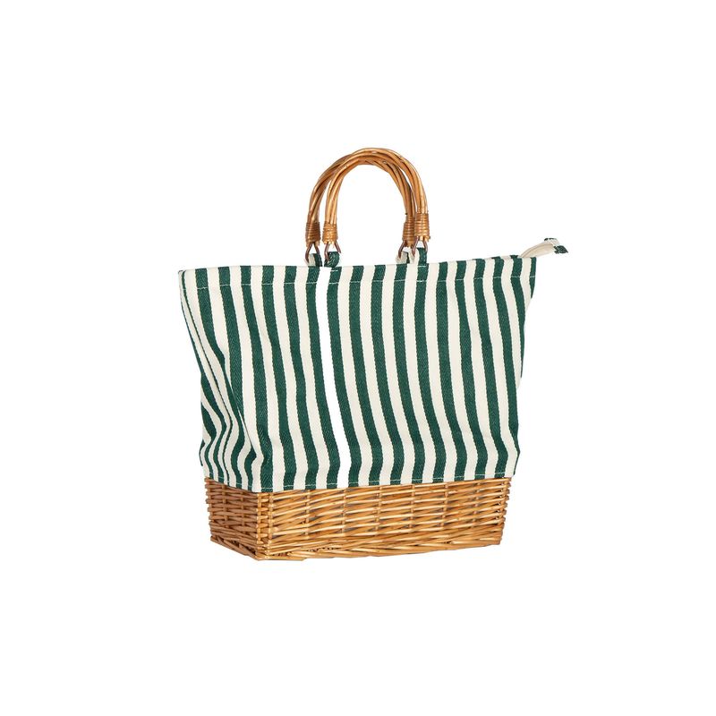 Bacon Basketware Rectangular Willow Base Green/White Striped