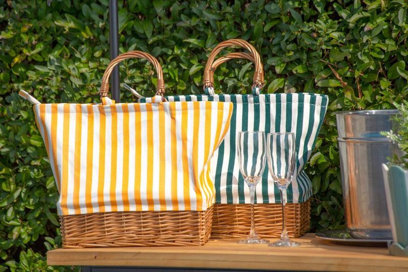 Bacon Basketware Rectangular Willow Base Orange/White Striped