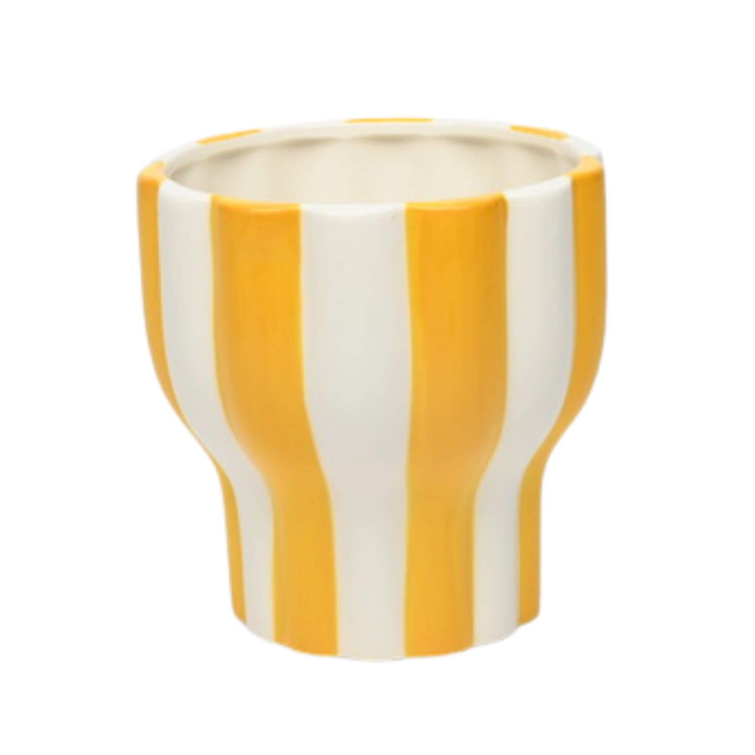 Bacon Basketware White And Yellow Striped Pot Large
