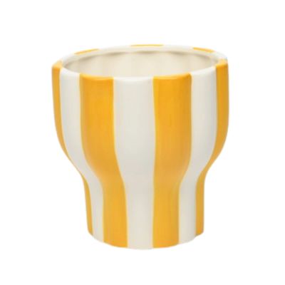 Bacon Basketware White And Yellow Striped Pot Large