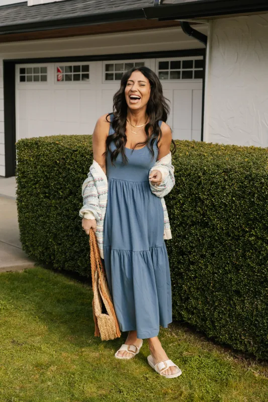 Smash + Tess Lake Maxi Dress Stone Blue