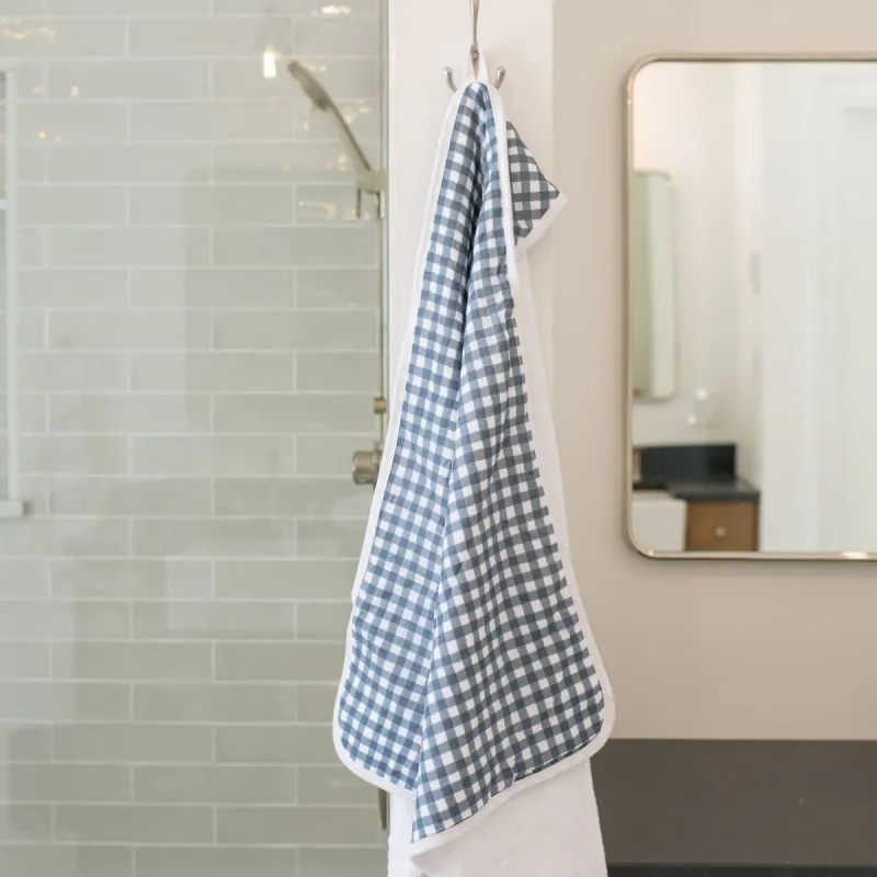 Lulujo Hooded Towel Navy Ginham