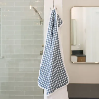Lulujo Hooded Towel Navy Ginham