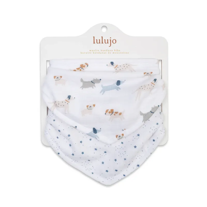 Lulujo Bandana Bibs 2 Pack Puppy Dogs & Stars