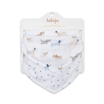Lulujo Bandana Bibs 2 Pack Puppy Dogs & Stars