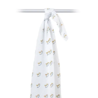 Lulujo Classic Muslin Swaddle Blanket Rocking Horse