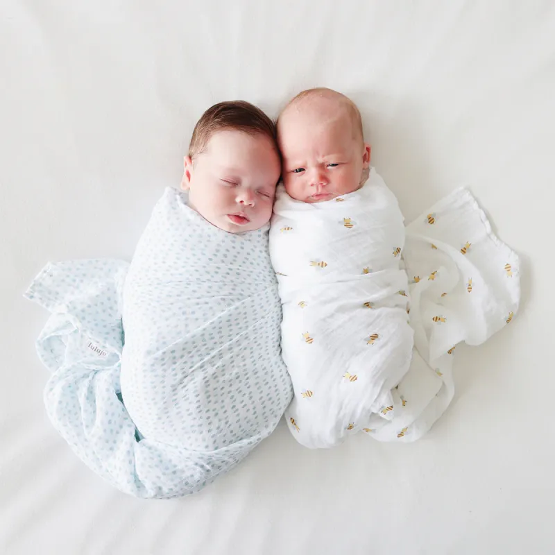 Lulujo 2Pack Cotton Muslin Swaddle Bees &amp; Dots