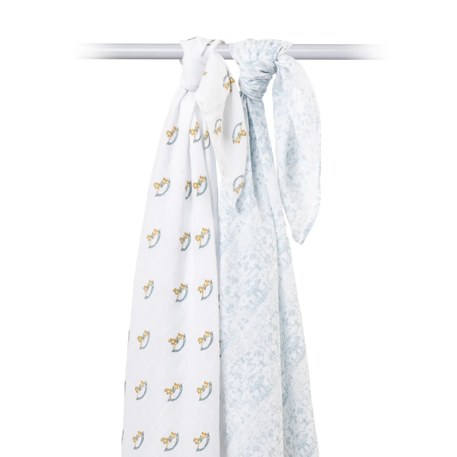 Lulujo 2Pack Cotton Muslin Swaddle Rocking Horse &amp; Toile