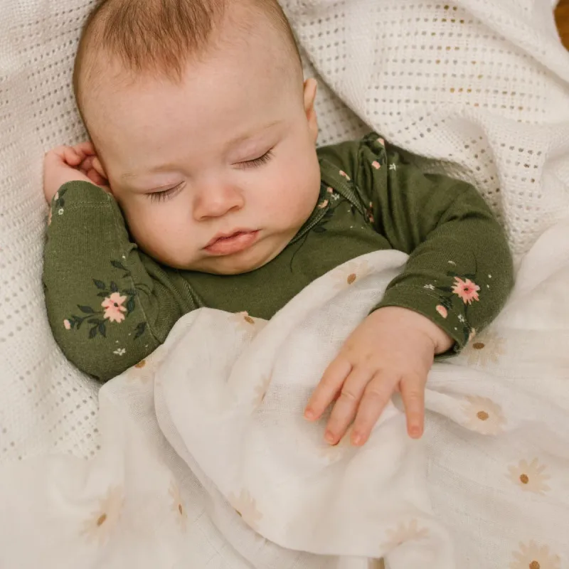 Lulujo 2Pack Cotton Muslin Swaddle Daisies & Greenery