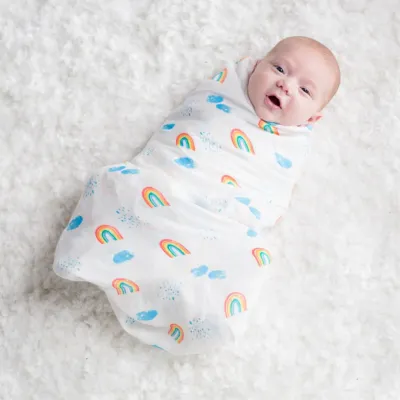 Lulujo Classic Muslin Swaddle Blanket XL Rainbow Sky