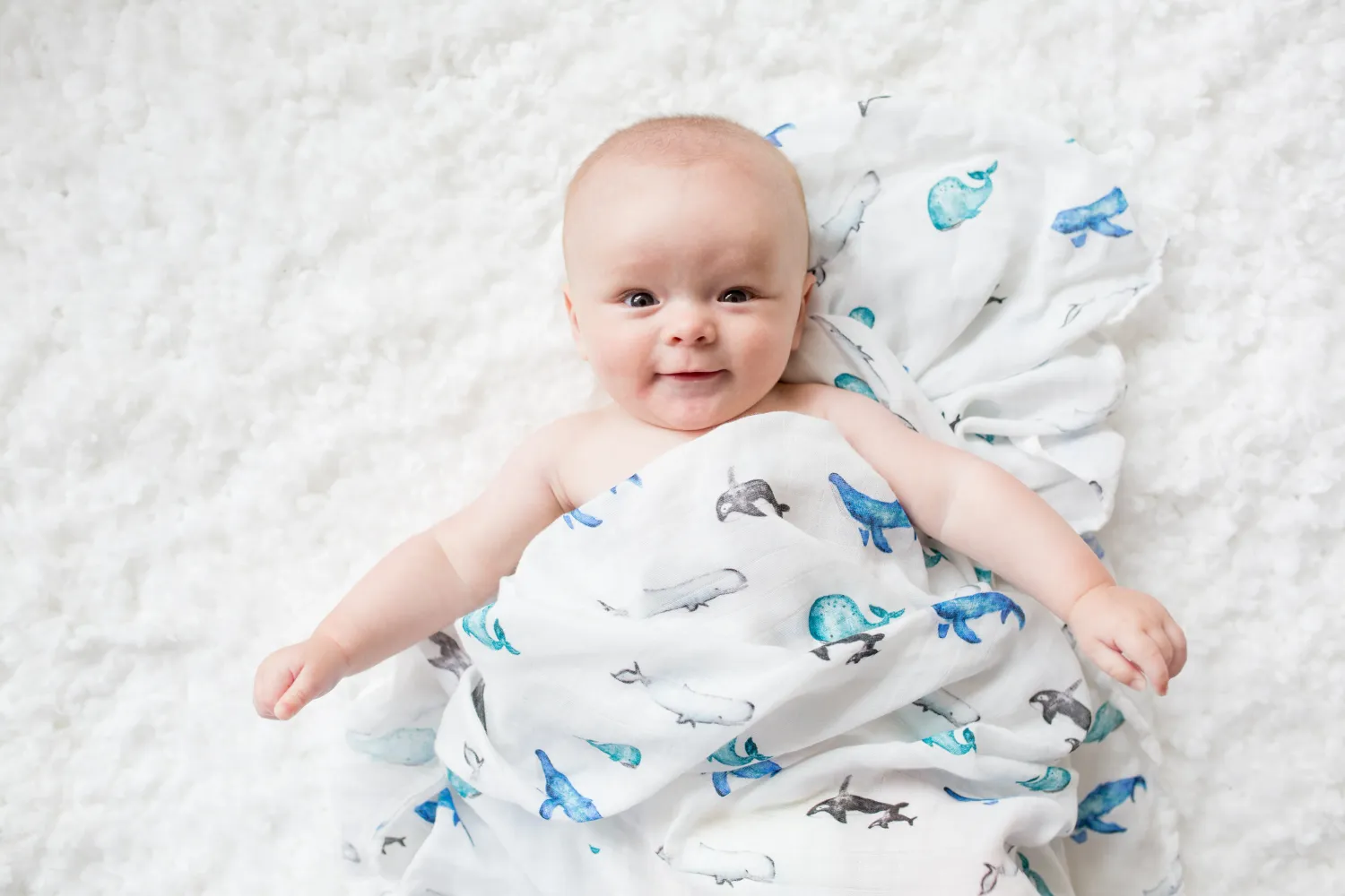Lulujo Classic Muslin Swaddle Blanket XL Whales