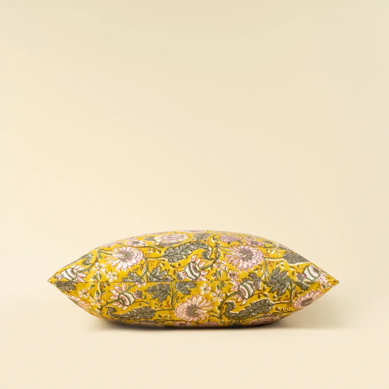 Indaba Block Print Pillow Yellow 20x20
