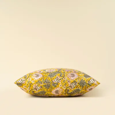 Indaba Block Print Pillow Yellow 20x20