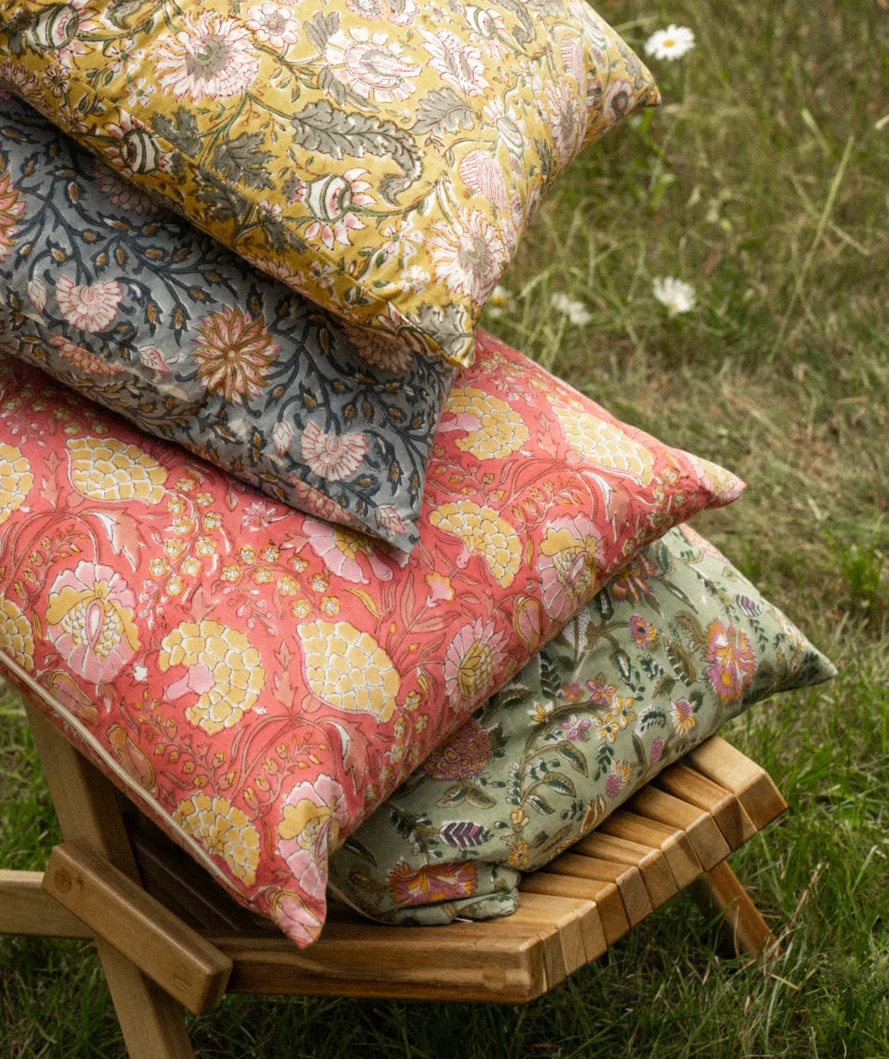 Indaba Block Print Pillow Pink 20x20