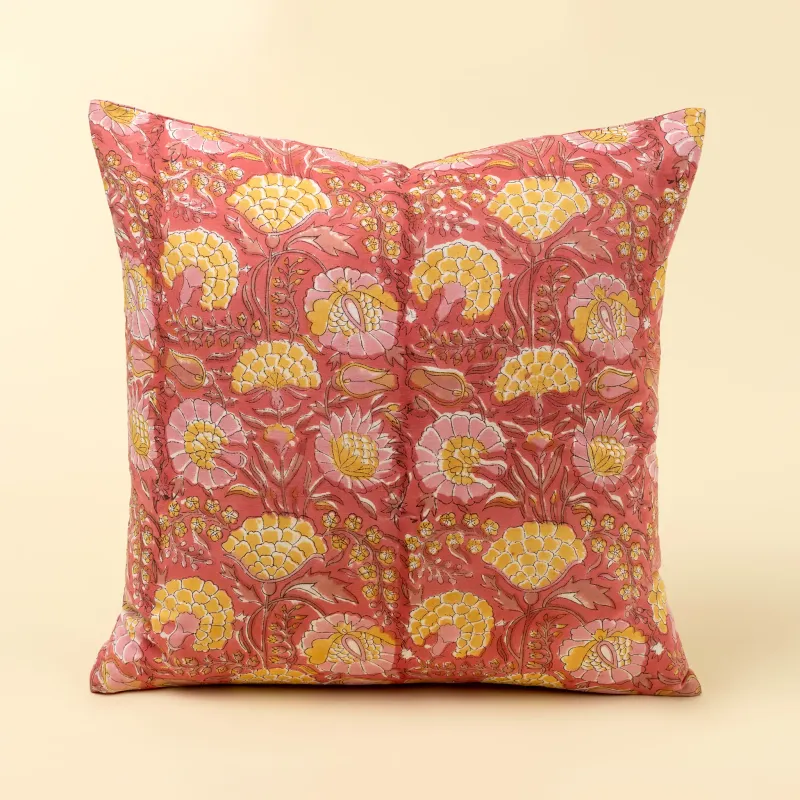 Indaba Block Print Pillow Pink 20x20