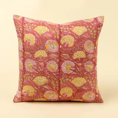 Indaba Block Print Pillow Pink 20x20