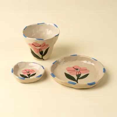Indaba Flora Pottery Cup Rose
