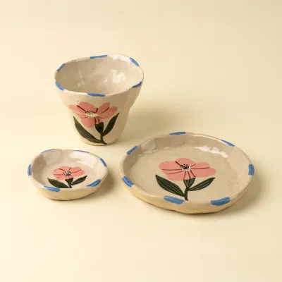Indaba Flora Pottery Mini Dish Rose Medium