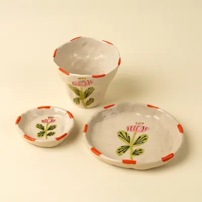 Indaba Flora Pottery Mini Dish Poppy Medium