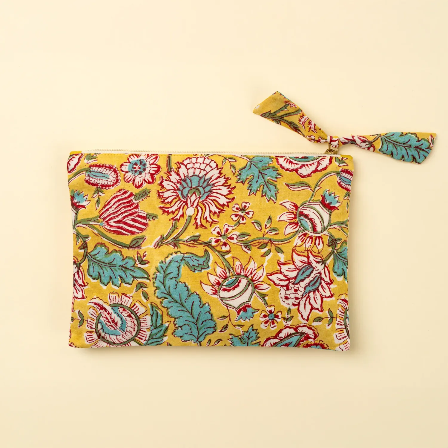 Indaba Block Print Pouch Yellow