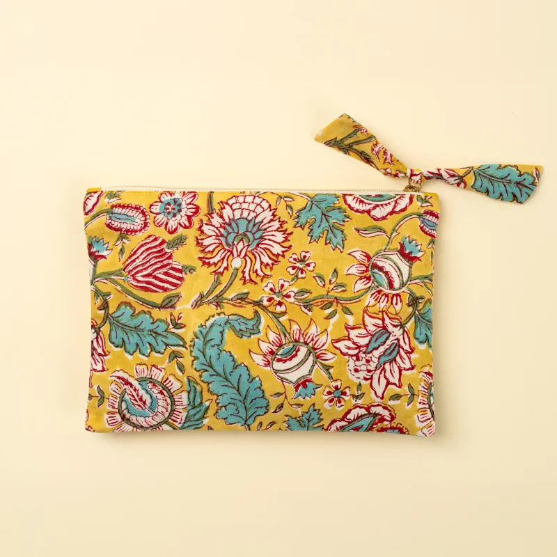 Indaba Block Print Pouch Yellow
