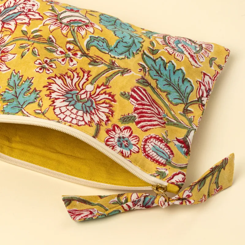 Indaba Block Print Pouch Yellow