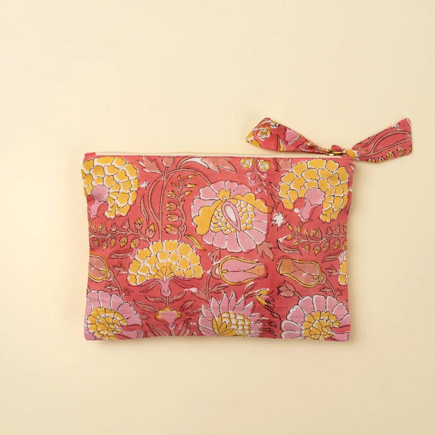Indaba Block Print Pouch Pink