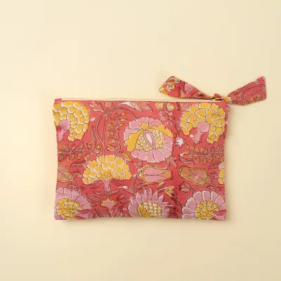 Indaba Block Print Pouch Pink