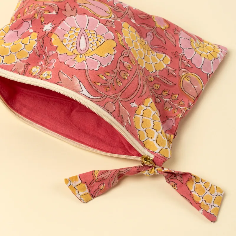 Indaba Block Print Pouch Pink