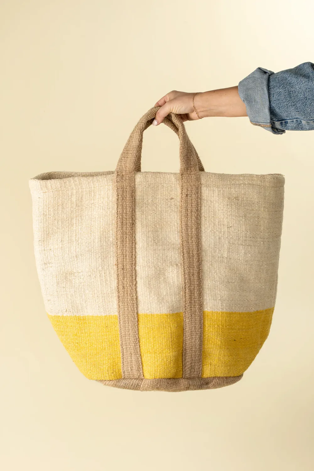 Indaba Jute Basket Bag Yellow