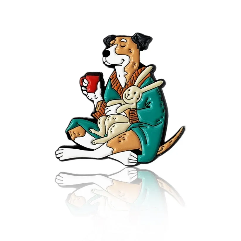 Dog in Robe with Bunny PinBox