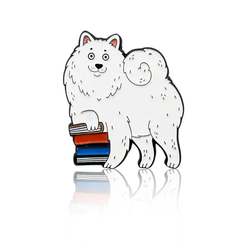 Samoyed with Books PinBox