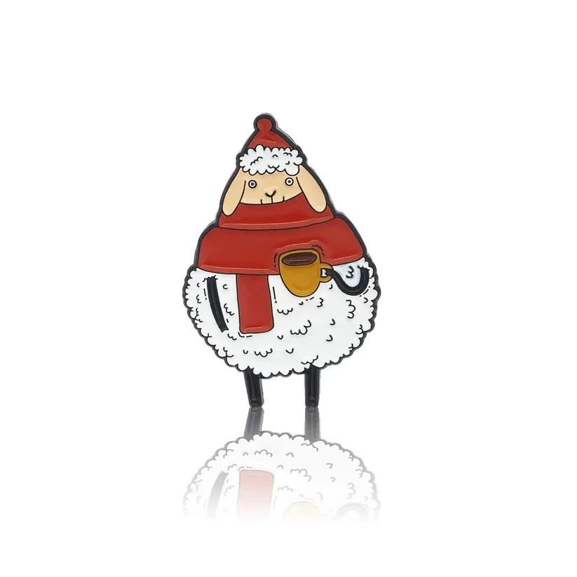 Winter Sheep With a Cup of Coffee PinBox