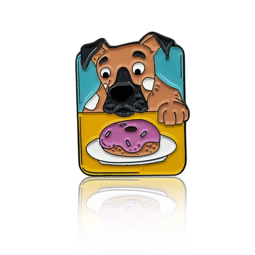 Dog Eyeing Donut PinBox