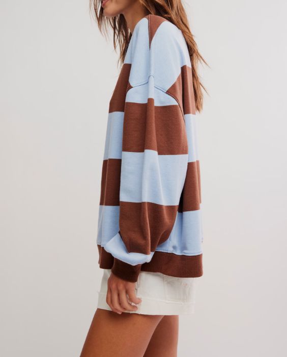 Free People Classic Stripe Crew Wide Periwinkle