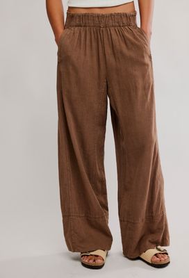 Free People Days End Linen Pull On Double Espresso